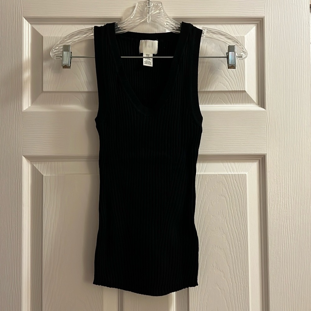 H&M Black Ribbed Knit Top XS
